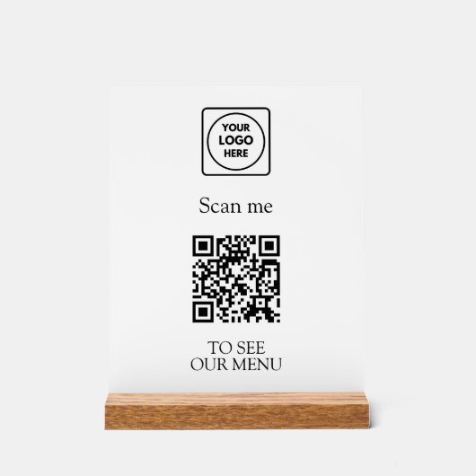 Modern QR Code Menu | Custom Contactless Logo  Acrylschild (Vorderseite)