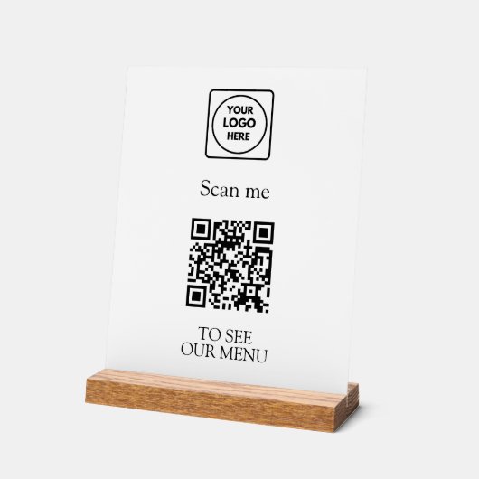 Modern QR Code Menu | Custom Contactless Logo Acrylschild (Winkel)