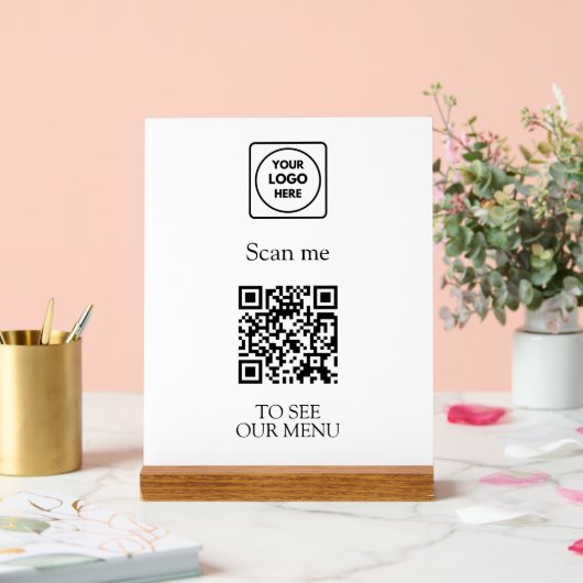 Modern QR Code Menu | Custom Contactless Logo Acrylschild (Hochzeit)