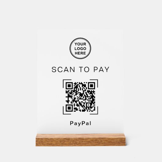 Modern QR Code Payment Sign For Countertop Acrylschild (Vorderseite)