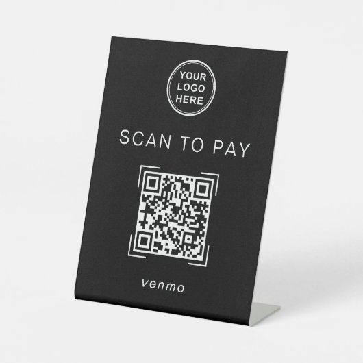 Modern QR Code Payment Sign For Small Business Sockelschild (Vorderseite)