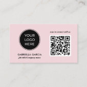 Modern QR Code Pink Logo Business Card Visitenkarte (Vorderseite)
