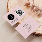 Modern QR Code Pink Logo Business Card Visitenkarte