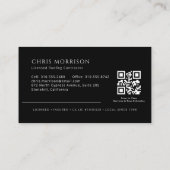 Modern QR Code Roofing Roofer Company Black Visitenkarte (Rückseite)