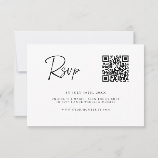 Modern QR Code RSVP Card | Fine Line Script Save The Date (Vorderseite)