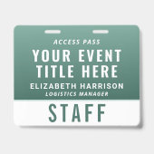 Modern QR Code Sage Green Event Access ID Ausweis (Vorderseite)