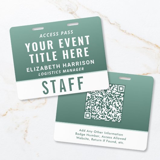 Modern QR Code Sage Green Event Access ID Ausweis