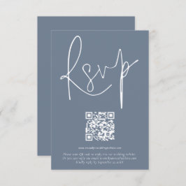 Modern QR Code Script Wedding Dusty Blue RSVP Card Einladung