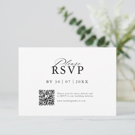 Modern QR Code Website RSVP Card Save The Date (Stehend Vorderseite)