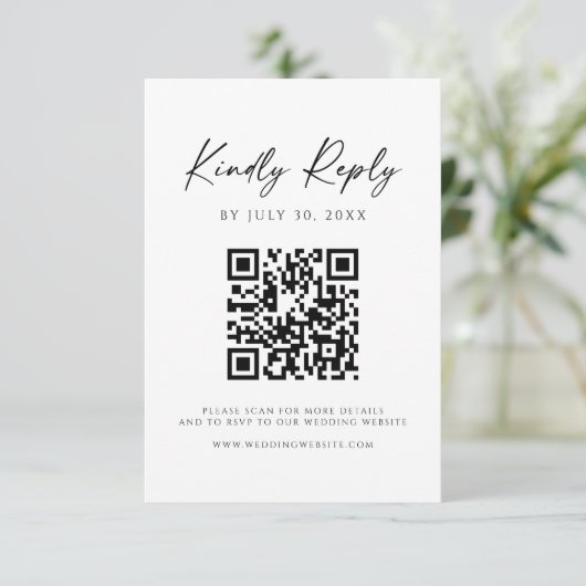 Modern QR Code Website RSVP Card Save The Date (Stehend Vorderseite)