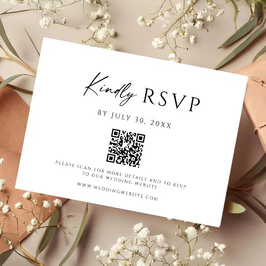 Modern QR Code Website RSVP Card Save The Date