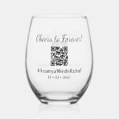 Modern QR Code Wedding Favor Stemless Wine Glass Weinglas Ohne Stiel (Rückseite)