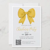 Modern QR Gold Holiday Bow Christmas Party Einladung (Vorderseite)