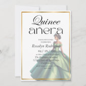 Modern Quinceañera Emerald Green Geburtstag Einladung (Vorderseite)