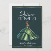 Modern Quinceañera Emerald Green Geburtstag Einladung (Rückseite)