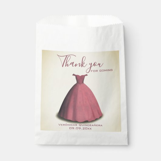 Modern Quinceañera mis quince danke Geschenktütchen (Vorderseite)
