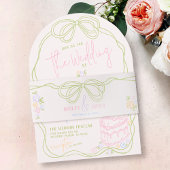 Modern quirky hand drawn bow PASTEL retro wedding Einladungsbanderole