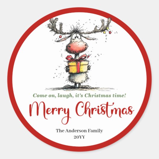 Modern quirky reindeer festive holiday sticker art (Vorderseite)
