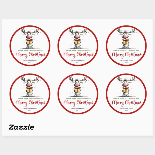 Modern quirky reindeer festive holiday sticker art (Blatt)