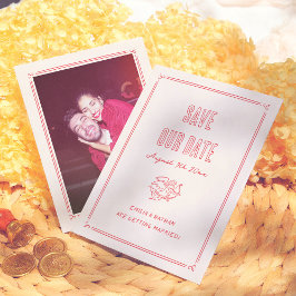 Modern Quirky Retro Hand Drawn Cupid Photo Wedding Save The Date