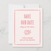 Modern Quirky Retro Hand Drawn Cupid Photo Wedding Save The Date (Vorderseite)