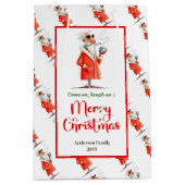 Modern quirky Santa charming Christmas gift bag Mittlere Geschenktüte (Vorderseite)