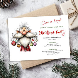 Modern Quirky Santa Watercolor Christmas Invite Einladung