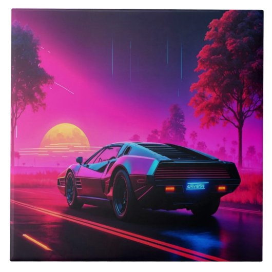 Modern race car art aesthetic automotive decor fliese (Vorderseite)