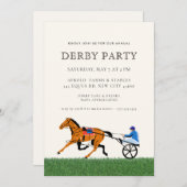 Modern Race Horse Derby Party Equestrian  Einladung (Vorne/Hinten)