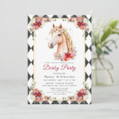 Modern Race Horse Derby Party Equestrian  Einladung (Stehend Vorderseite)