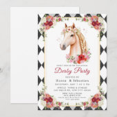 Modern Race Horse Derby Party Equestrian  Einladung (Vorne/Hinten)
