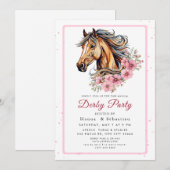 Modern Race Horse Derby Party Equestrian  Einladung (Vorne/Hinten)