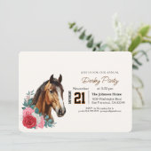 Modern Race Horse Derby Party Equestrian  Einladung (Stehend Vorderseite)