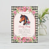 Modern Race Horse Derby Party Equestrian  Einladung (Stehend Vorderseite)