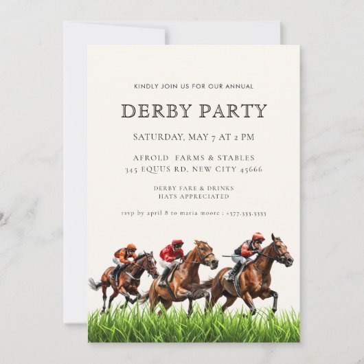 Modern Race Horse Derby Party Equestrian Invitati Einladung (Vorderseite)