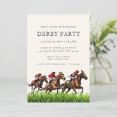 Modern Race Horse Derby Party Equestrian  Invitati Einladung (Stehend Vorderseite)