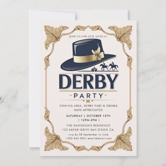 Modern Race Horse Derby Party Equestrian Invitatio Einladung (Vorderseite)