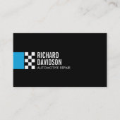Modern Racing Flag Logo in Blue Automotive Visitenkarte (Vorderseite)