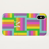 Modern Rainbow Abstrakt Script Name Monogram Case-Mate iPhone Hülle (Rückseite (Horizontal))