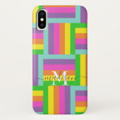 Modern Rainbow Abstrakt Script Name Monogram Case-Mate iPhone Hülle (Rückseite)