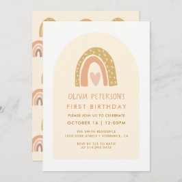 Modern Rainbow Arch Erster Geburtstag Einladung