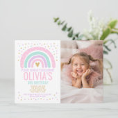 Modern Rainbow Birthday Einladung (Stehend Vorderseite)