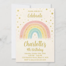 Modern Rainbow Birthday Einladung
