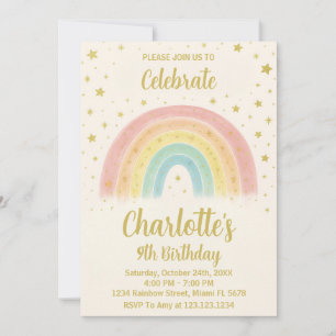 Modern Rainbow Birthday Einladung
