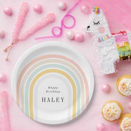 Modern Rainbow Birthday Pappteller (Party)