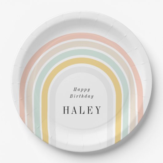 Modern Rainbow Birthday Pappteller (Vorderseite)