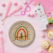 Modern Rainbow Christmas Tartan Tree 20xx Text 7" Pappteller (Party)