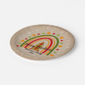 Modern Rainbow Christmas Tartan Tree 20xx Text 7" Pappteller (Schrägansicht)