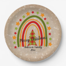 Modern Rainbow Christmas Tartan Tree 20xx Text 9"