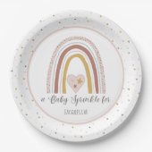 Modern Rainbow Dusty Pink Gold Girl Baby Sprinkle Pappteller (Vorderseite)